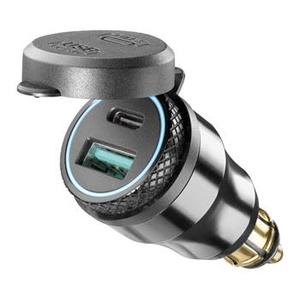 Προσαρμογέας DIN Interphone με 1 x USB και έξοδο USB-C για μοτοσικλέτες