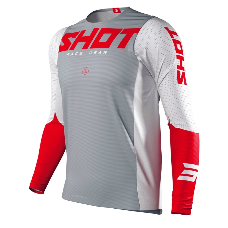 Motocross Jersey Shot Aerolite Airflow γκρι-λευκό-κόκκινο προσφορά