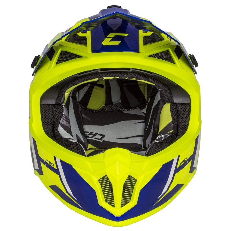 Κράνος Motocross Cassida Cross Pro II Contra fluo κίτρινο-μπλε-λευκό