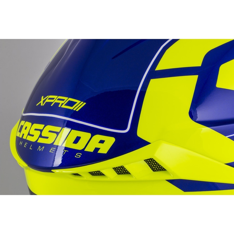 Κράνος Motocross Cassida Cross Pro II Contra fluo κίτρινο-μπλε-λευκό