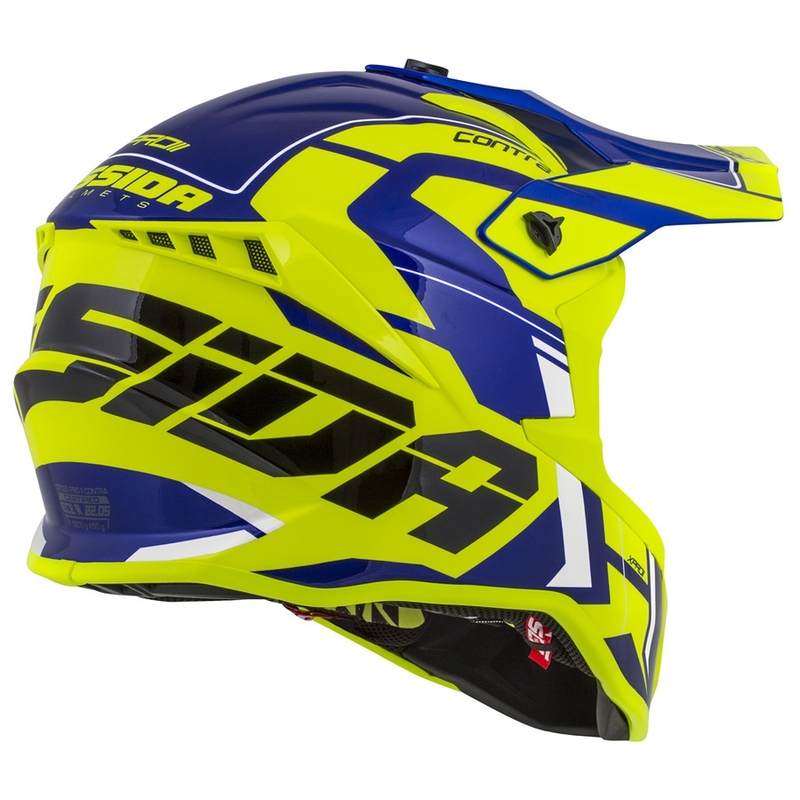 Κράνος Motocross Cassida Cross Pro II Contra fluo κίτρινο-μπλε-λευκό