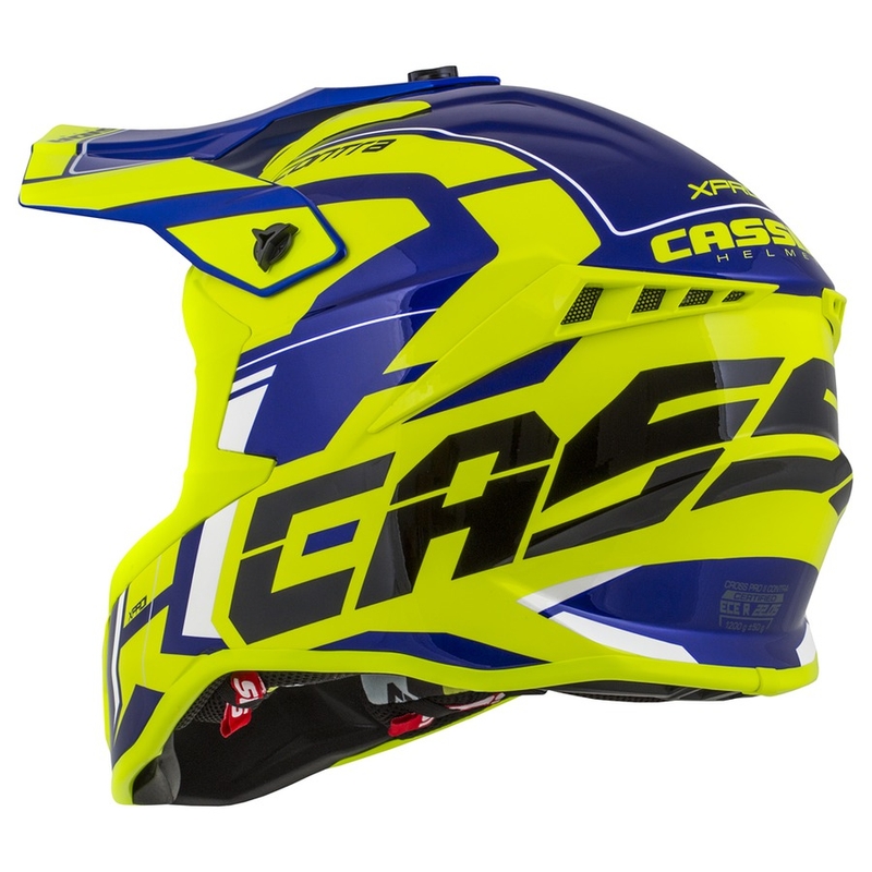 Κράνος Motocross Cassida Cross Pro II Contra fluo κίτρινο-μπλε-λευκό