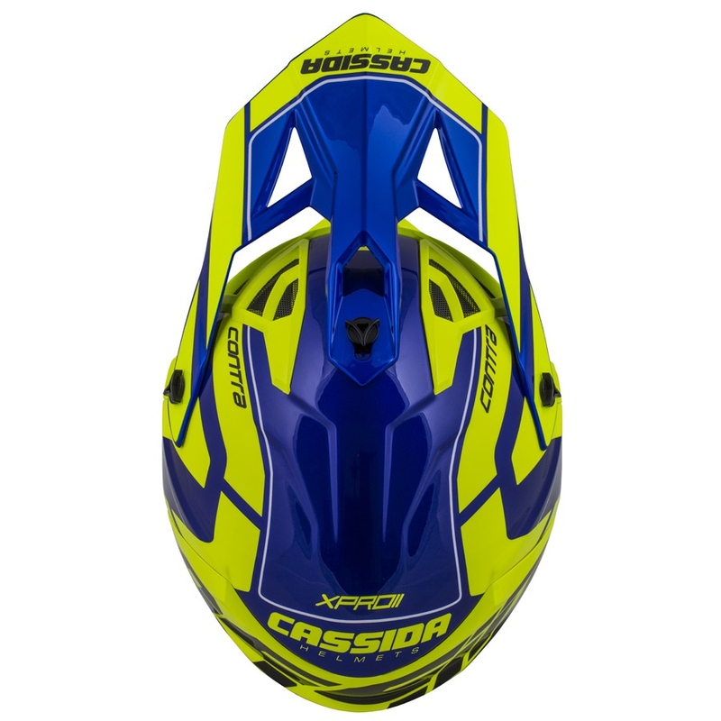 Κράνος Motocross Cassida Cross Pro II Contra fluo κίτρινο-μπλε-λευκό