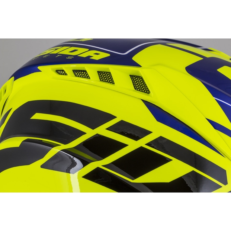 Κράνος Motocross Cassida Cross Pro II Contra fluo κίτρινο-μπλε-λευκό