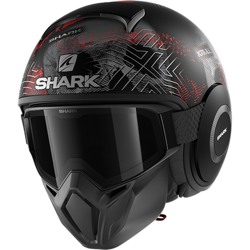 Otevřená přilba s maskou SHARK STREET-DRAK Krull černo-červená