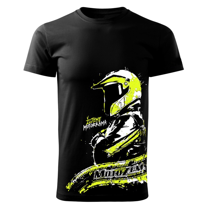 Pánské triko MotoZem - Žijeme motorkama Neon výprodej