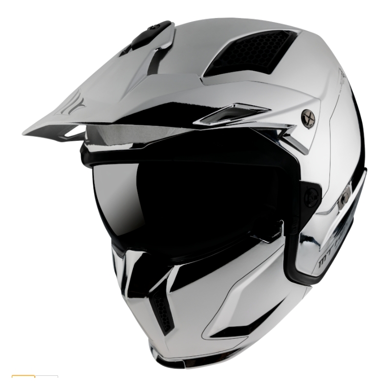 MT Streetfighter SV Χρωμιωμένο ανοιχτό κράνος με μάσκα ασημί προσφορά