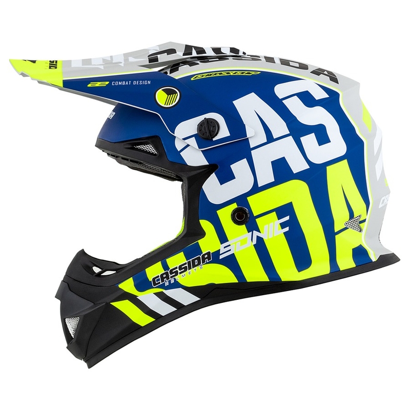Κράνος Motocross Cassida Cross Cup Sonic fluo κίτρινο-μπλε ματ