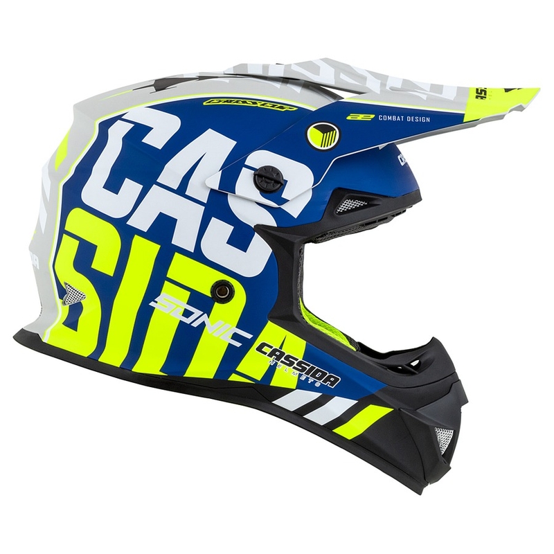 Κράνος Motocross Cassida Cross Cup Sonic fluo κίτρινο-μπλε ματ