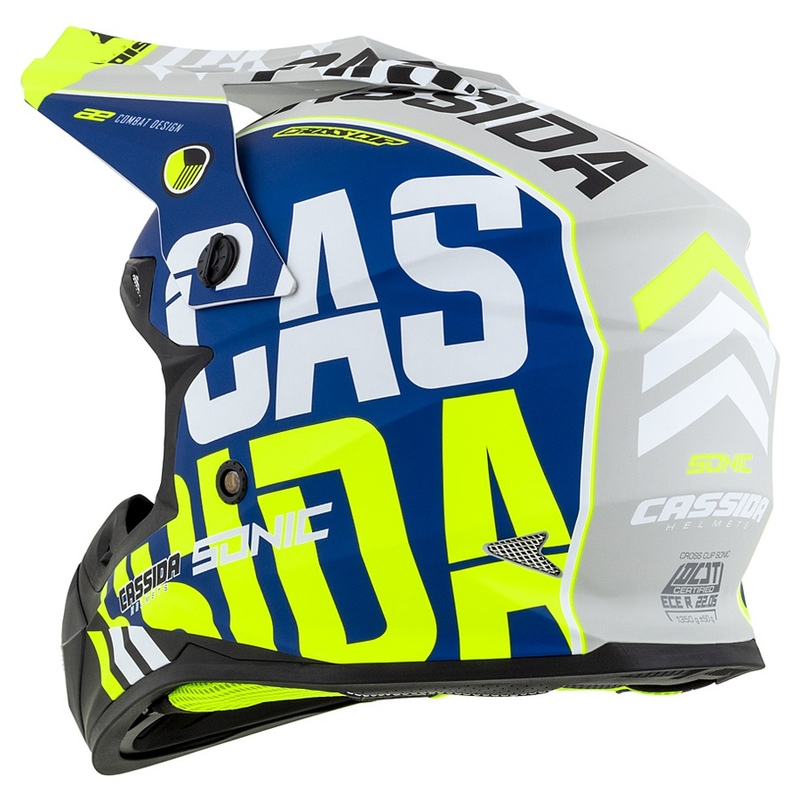 Κράνος Motocross Cassida Cross Cup Sonic fluo κίτρινο-μπλε ματ