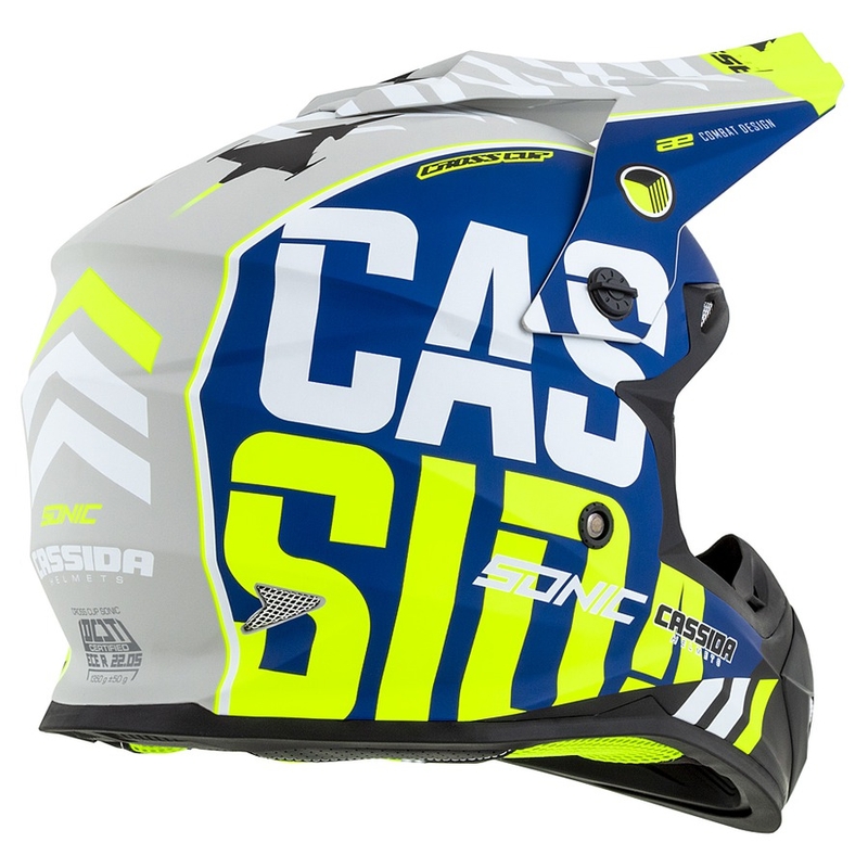 Κράνος Motocross Cassida Cross Cup Sonic fluo κίτρινο-μπλε ματ