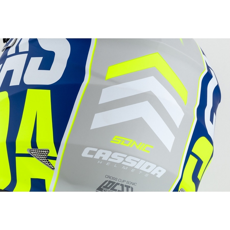 Κράνος Motocross Cassida Cross Cup Sonic fluo κίτρινο-μπλε ματ
