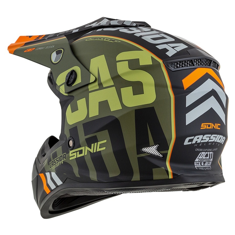 Dětská motokrosová přilba Cassida Cross Cup Sonic Junior oranžovo-zelená matná výprodej