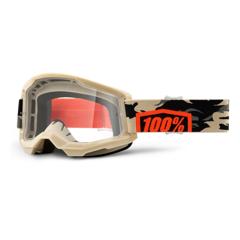 Γυαλιά motocross 100% STRATA 2 Kombat μπεζ (διαφανές plexi)