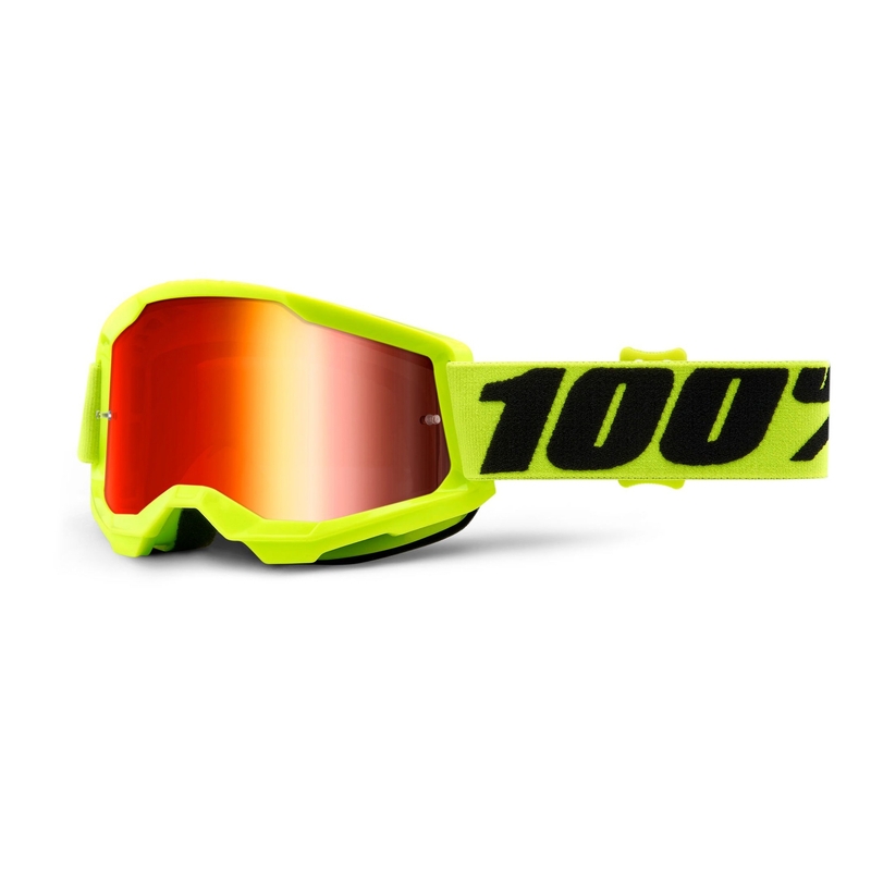 Παιδικά γυαλιά motocross 100% STRATA 2 fluo κίτρινο (κόκκινο καθρέφτη plexi)