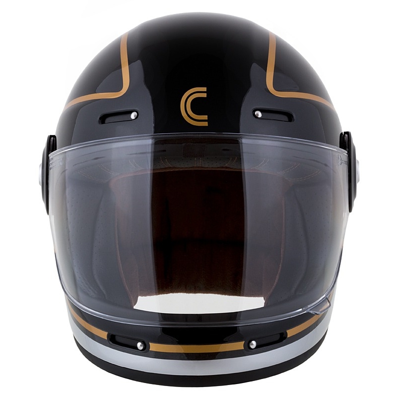 Ενσωματωμένο κράνος μοτοσικλέτας Cassida Fibre Jawa Sport μαύρο-ασημί-χρυσό