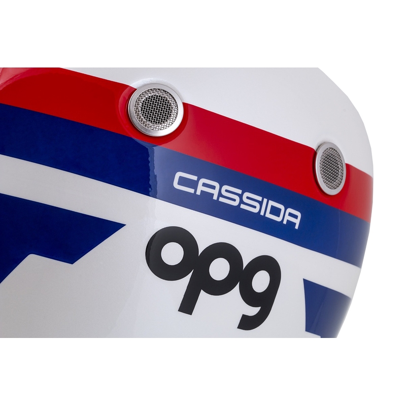 Cassida Fibre OPG ενσωματωμένο κράνος μοτοσικλέτας λευκό-μπλε-κόκκινο