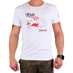 T-shirt s motivem MotoZem Ride your life λευκό προσφορά