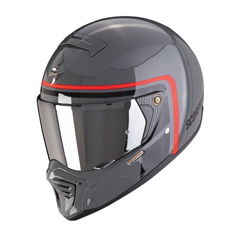 Přilba na motorku Scorpion EXO-HX1 NOSTALGIA cementově šedo-černo-červená