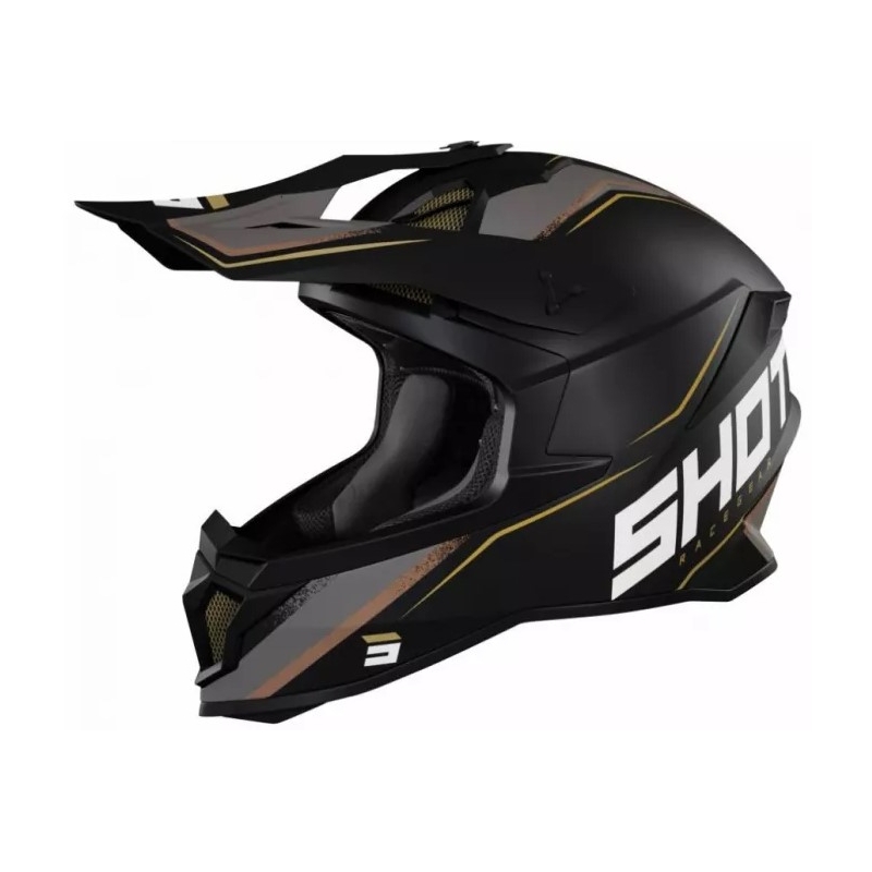 Κράνος Motocross Shot Lite Prism μαύρο-χρυσό προσφορά
