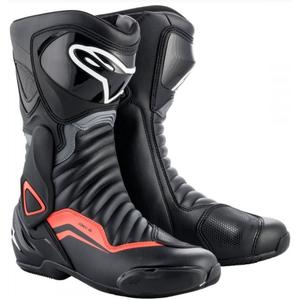 Alpinestars S-MX 6 μαύρο-γκρι-φλούο κόκκινο μπότες μοτοσικλέτας