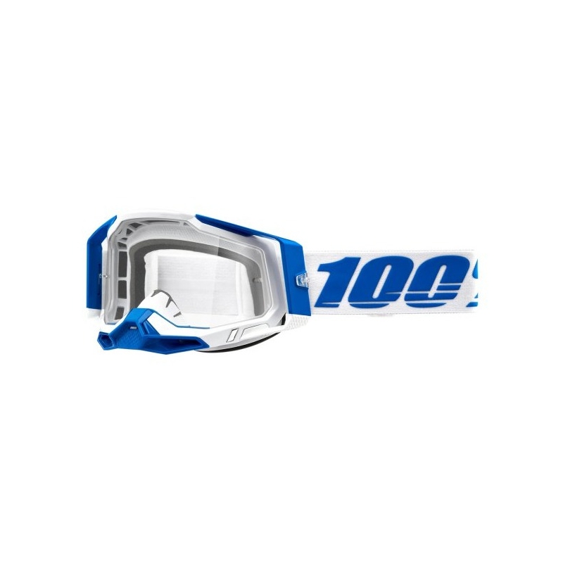 Γυαλιά motocross 100% RACECRAFT 2 Isola μπλε και λευκό (διαφανές plexi)