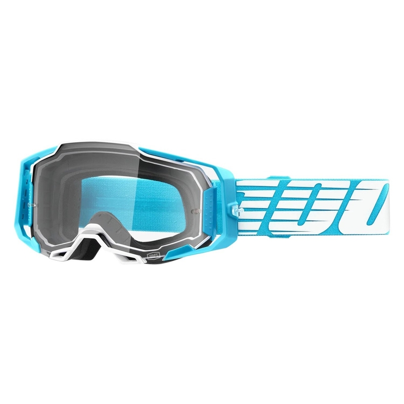 Γυαλιά Motocross 100% ARMEGA Oversized Sky τυρκουάζ (καθαρό plexi)