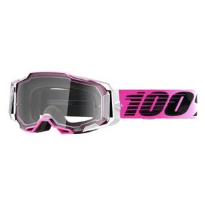 Γυαλιά motocross 100% ARMEGA Harmony μαύρο-λευκό-ροζ (διαφανές plexi)