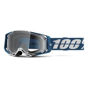 Γυαλιά Motocross 100% ARMEGA Albar μπλε και λευκό (διαφανές plexi)