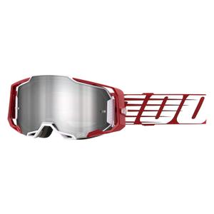 Γυαλιά Motocross 100% ARMEGA Oversized Deep λευκό-κόκκινο (ασημί plexi)