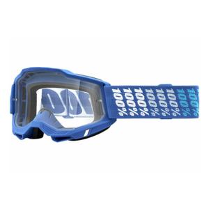 Γυαλιά Motocross 100% ACCURI 2 Yarger λευκό-μπλε (διαφανές plexi)