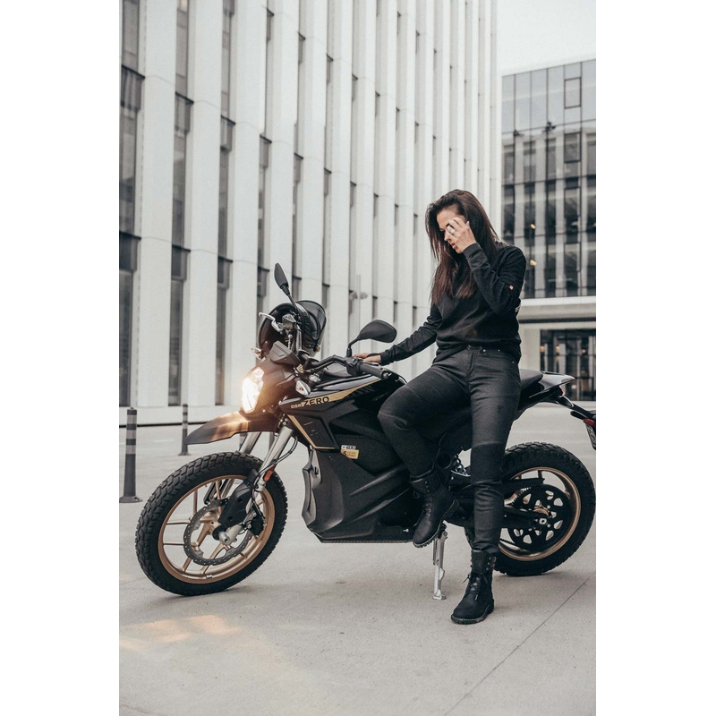 Γυναικείο τζιν μοτοσικλέτας PANDO MOTO Kusari Kev μαύρο προσφορά