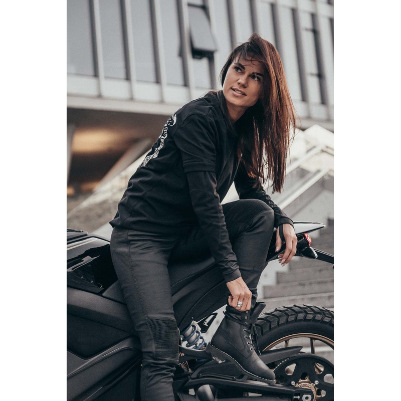 Γυναικείο τζιν μοτοσικλέτας PANDO MOTO Kusari Kev μαύρο προσφορά