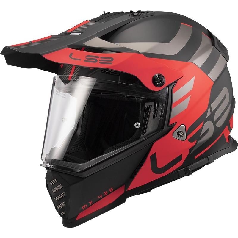 Enduro přilba LS2 MX436 Pioneer Evo Adventurer černo-červená matná