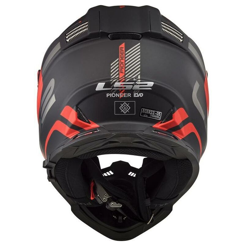 Enduro přilba LS2 MX436 Pioneer Evo Adventurer černo-červená matná