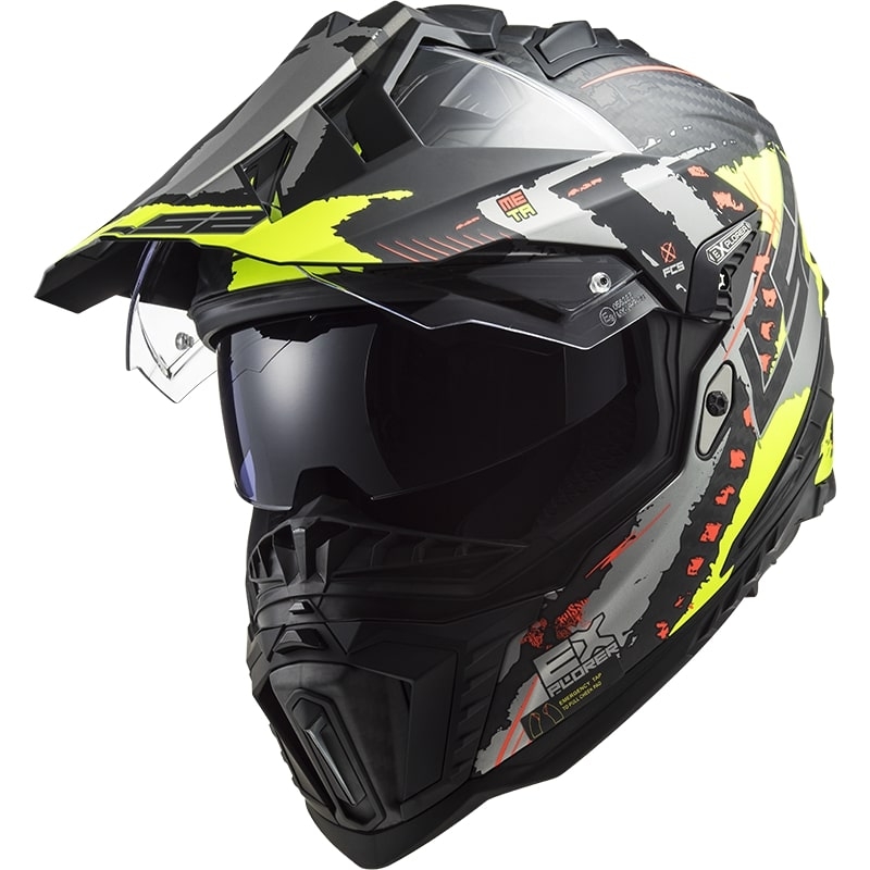 Κράνος Enduro LS2 MX701 Explorer C Extend μαύρο-γκρι-φλούο κίτρινο