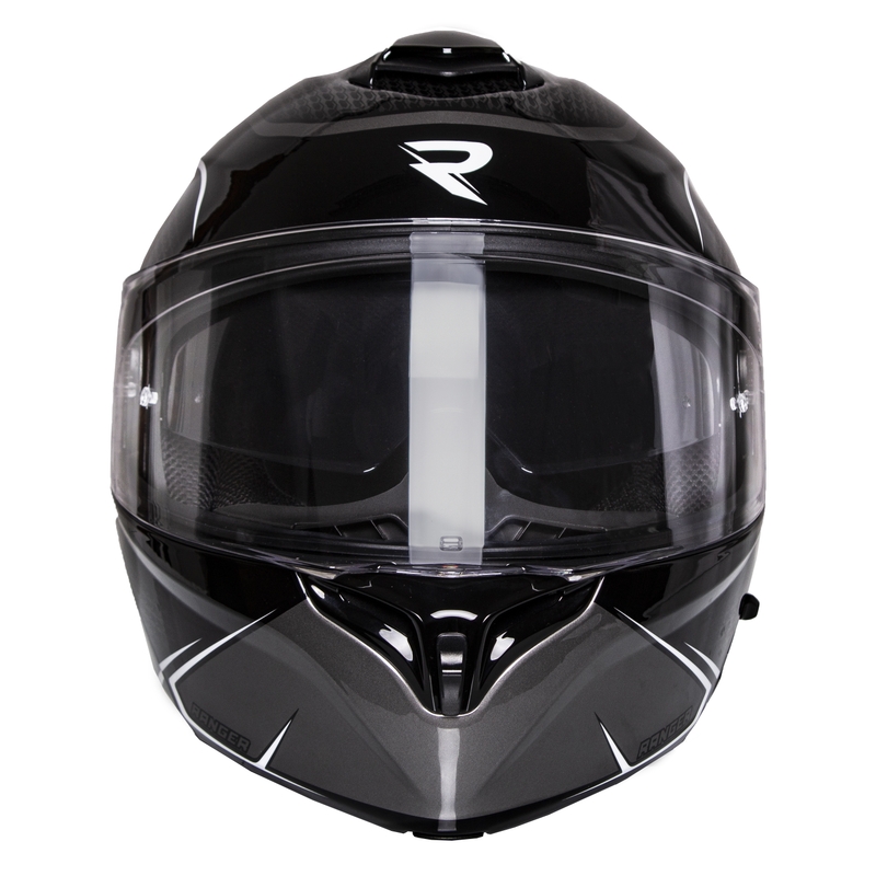 Street Racer Ranger ασπρόμαυρο κράνος μοτοσικλέτας flip-up