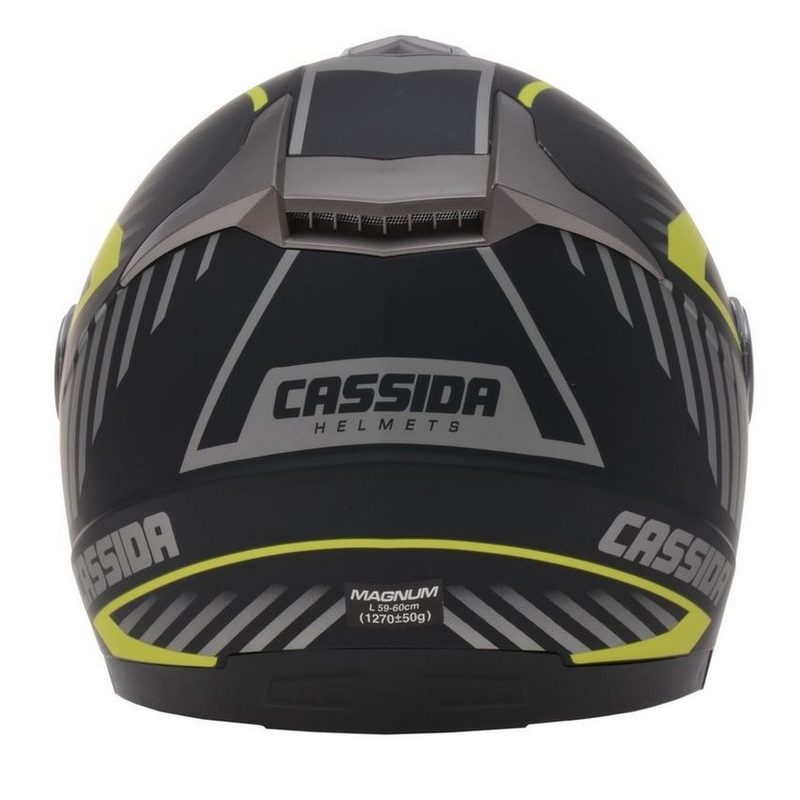 Cassida Magnum μαύρο-γκρι-φλούο κίτρινο κράνος μοτοσικλέτας