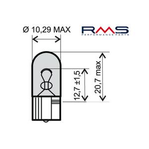 Žárovka RMS 12V 5W, W2.1X9.5D bílá