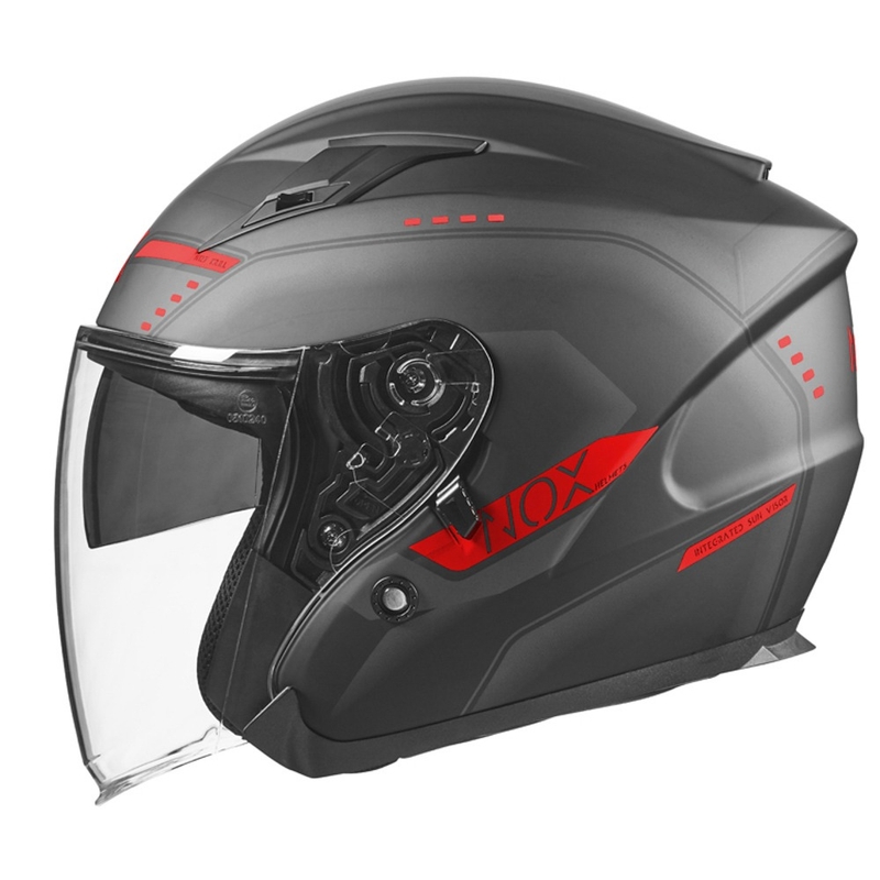 Otevřená přilba na motorku NOX N128 Krill černo-červená výprodej