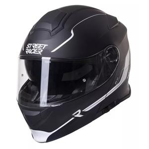 Street Racer SR V1 μαύρο και άσπρο κράνος μοτοσικλέτας tip-up προσφορά