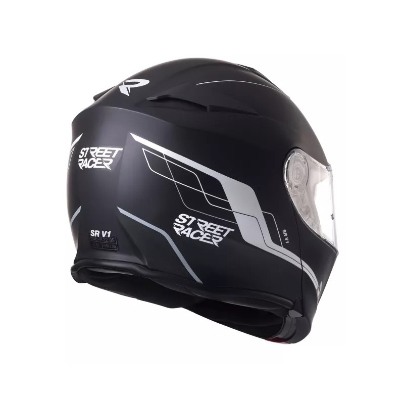 Street Racer SR V1 μαύρο και άσπρο κράνος μοτοσικλέτας tip-up προσφορά