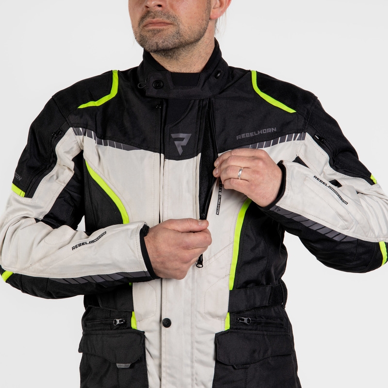 Rebelhorn Hiker III μαύρο-γκρι-φλούο κίτρινο μπουφάν μοτοσικλέτας προσφορά