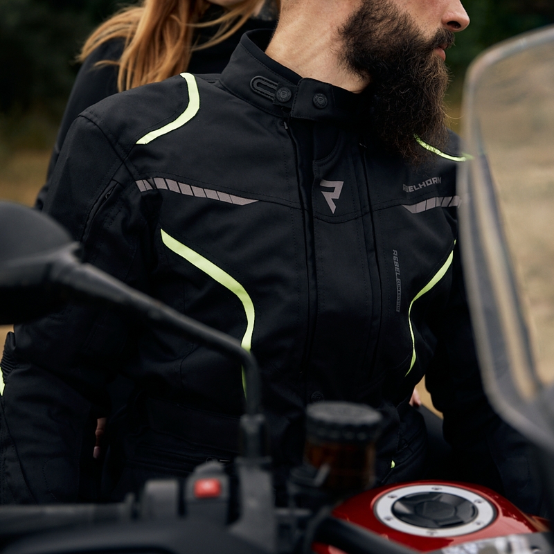 Μπουφάν μοτοσικλέτας Rebelhorn Hiker III μαύρο-fluo κίτρινο