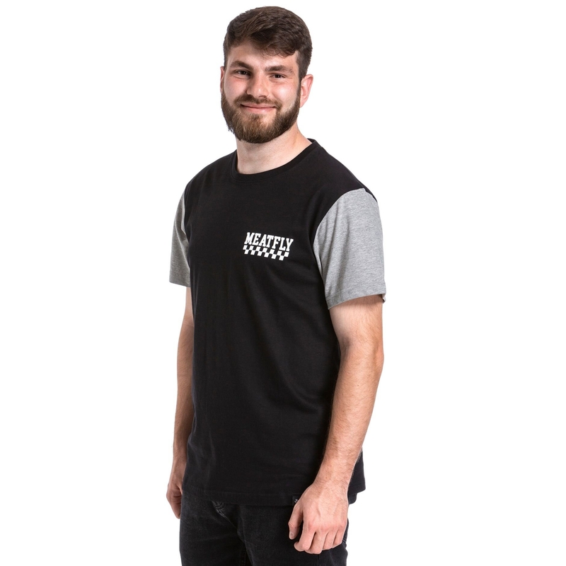Meatfly Racing T-shirt μαύρο και γκρι προσφορά