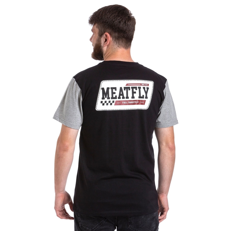 Meatfly Racing T-shirt μαύρο και γκρι προσφορά