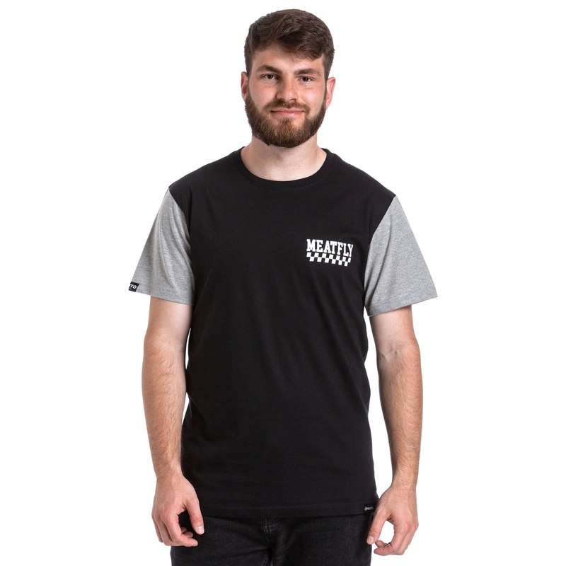Meatfly Racing T-shirt μαύρο και γκρι προσφορά