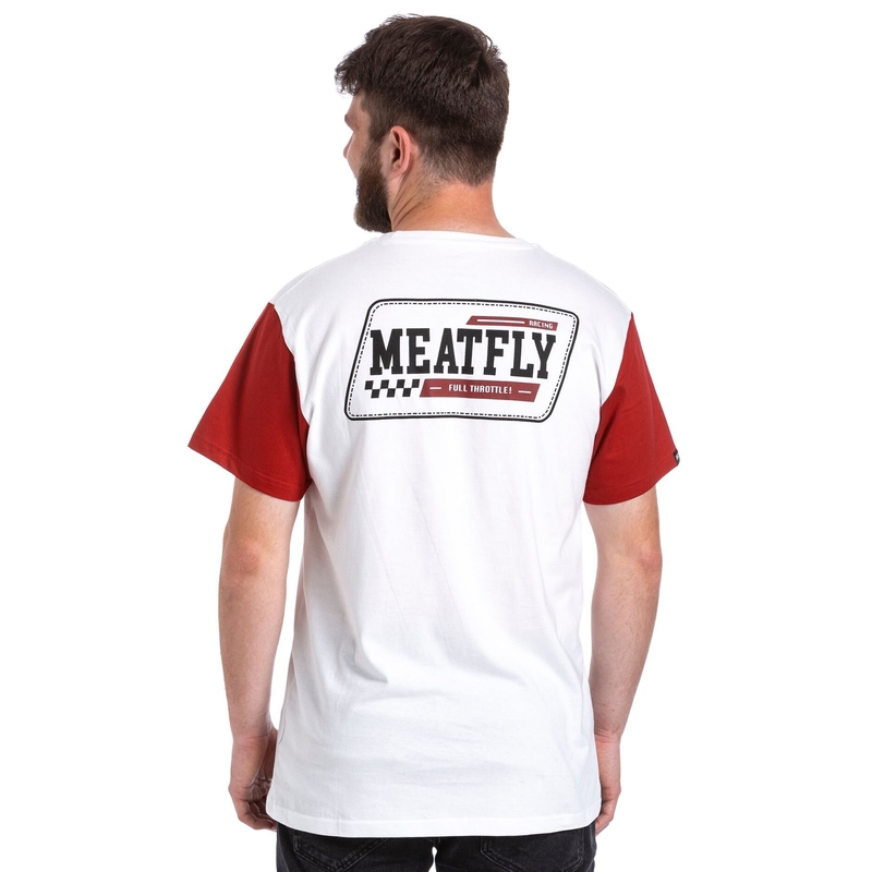 T-shirt Meatfly Racing λευκό-κόκκινο προσφορά