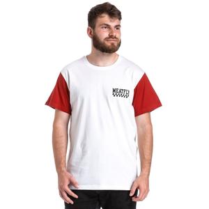 T-shirt Meatfly Racing λευκό-κόκκινο προσφορά