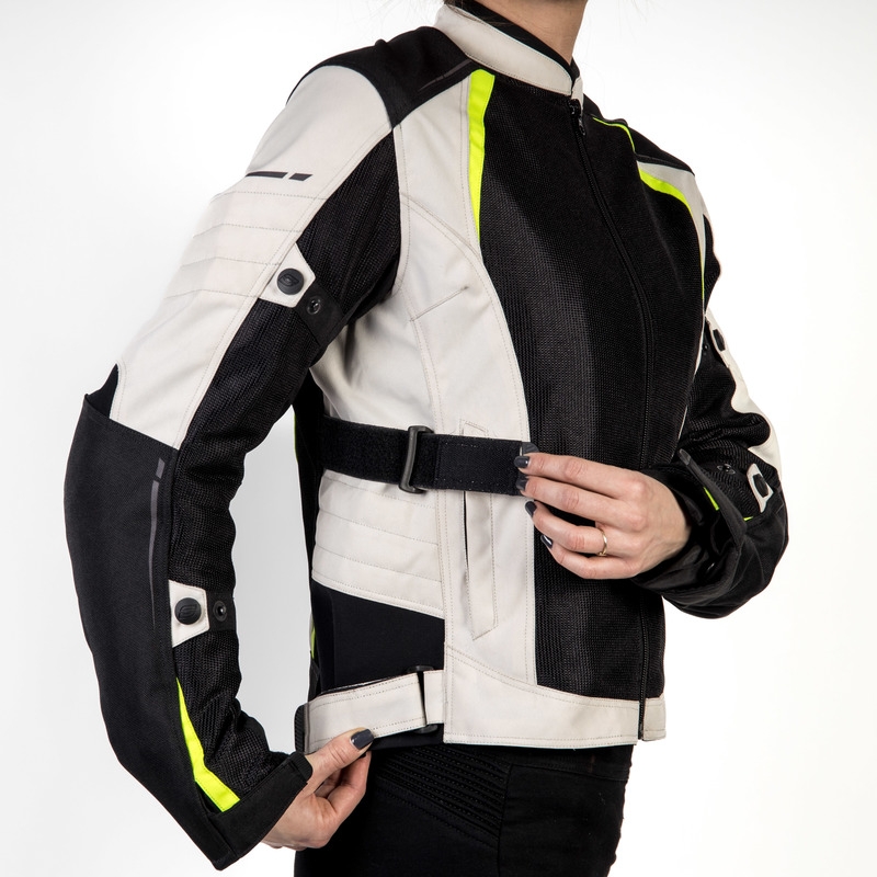 Γυναικείο μπουφάν μοτοσικλέτας Ozone Flow Black-Gray-Fluo Yellow προσφορά